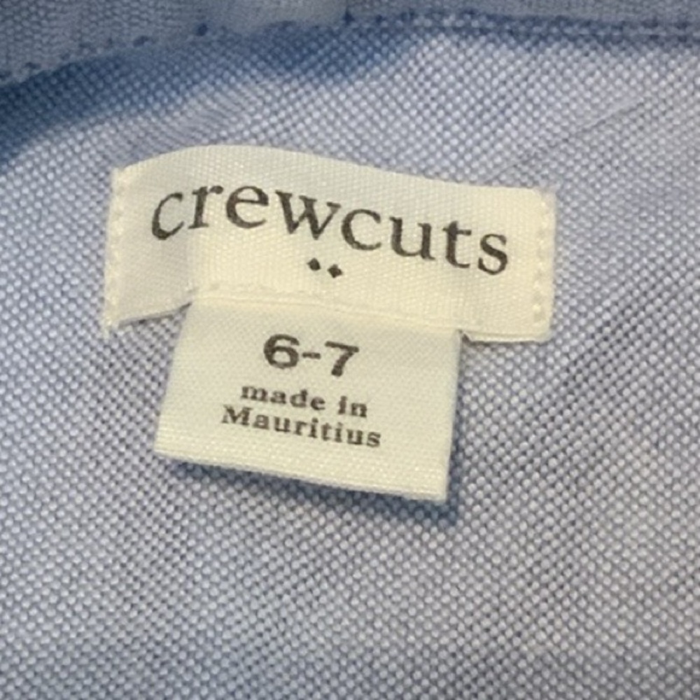 Crewcuts Factory Blue Chambray Button Down Dress Shirt Size 6-7 Cotton Christmas - Picture 3 of 5